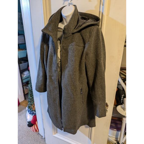 Two By Vince Camuto Soft Knit Walker Hooded Jacket Women's Grey Coat Sz Large L - Picture 1 of 10